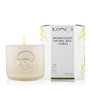 iKou Aromacology Natural Wax Candle "Zen" Green Tea & Cherry Blossom