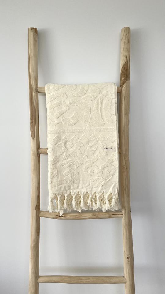 onefinesunday co Sunday retro inspired Turkish towel - COCONUT