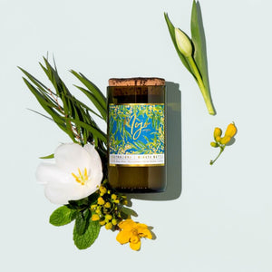 Mojo Candle Co  MIMOSA WATTLE - Australiana Reclaimed Wine Bottle Soy Wax Candle